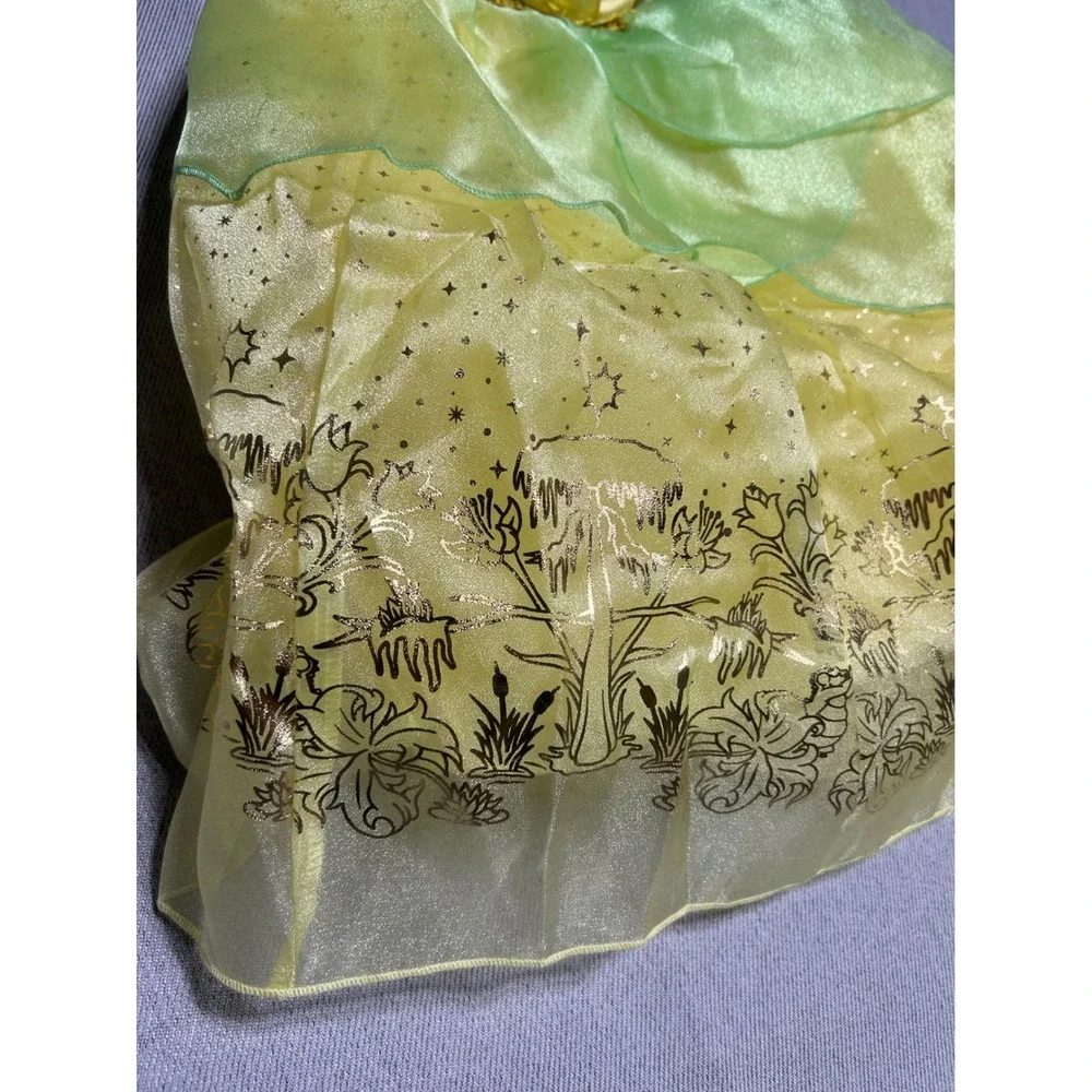 Disney Princess Tiana Costume Girls Size 4 Green Yellow‎ Sequined Dress NWT